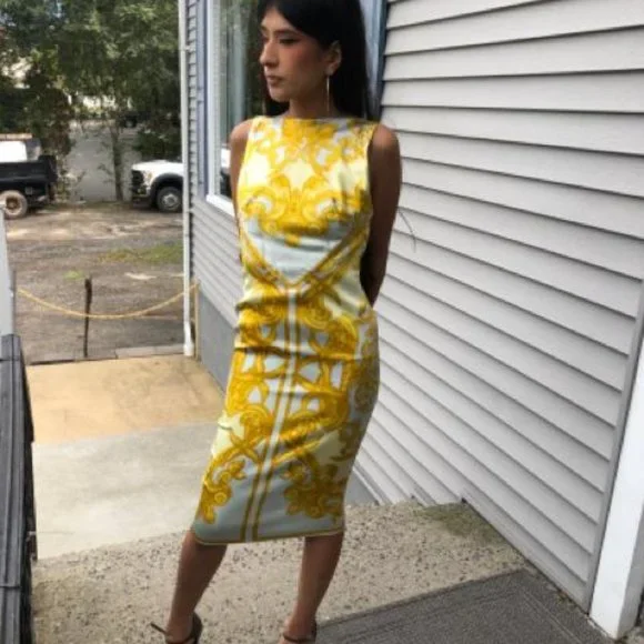 VINTAGE VERSACE BAROQUE PRINT DRESS SZ 38 - Picture 5 of 5